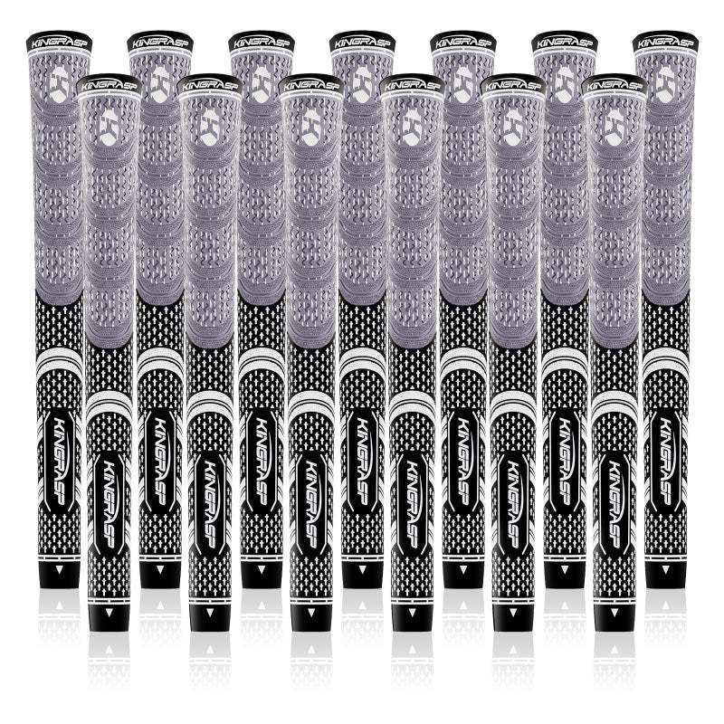 KINGRASP Multi Compound Golf Grips,Golf club grips midsize standard Size,13 Grips Set,6 Colors Optional,Anti-Slip High Stability,All Weather Cord Rubber Golf Club Grips(Gray/black, midsize ) - Image 1